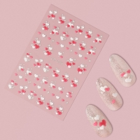 Наклейки для ногтей &laquo;Сердечки&raquo;, объемные, цвет красный/белый