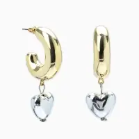 Серьги &laquo;Новый стиль. Сердечки&raquo;, d=3 см, цвет золото-серебристый