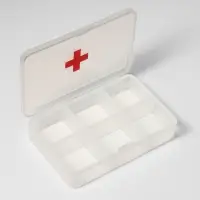 Таблетница &laquo;Быстрая аптечка&raquo;, 6 секций, 8,7 &times; 5,5 &times; 1,8 см, цвет прозрачный