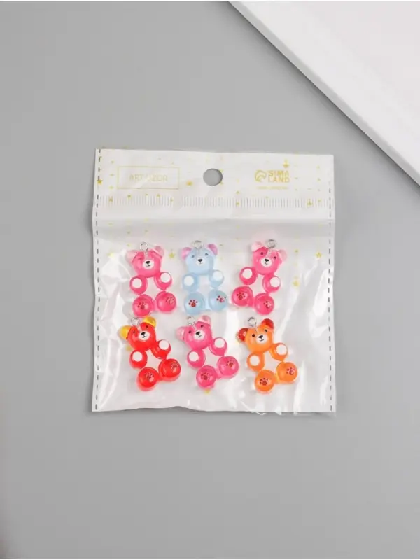 Подвеска для творчества акрил "Мишка леденцовый" МИКС 3,1х2х1 см