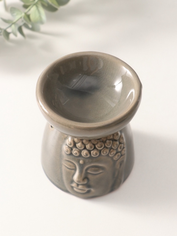 Аромалампа керамика "Лик Будды" серая 8х8х9 см
