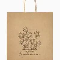 Пакет подарочный крафтовый &laquo;Цветочный&raquo; 22 х 25 х 12 см