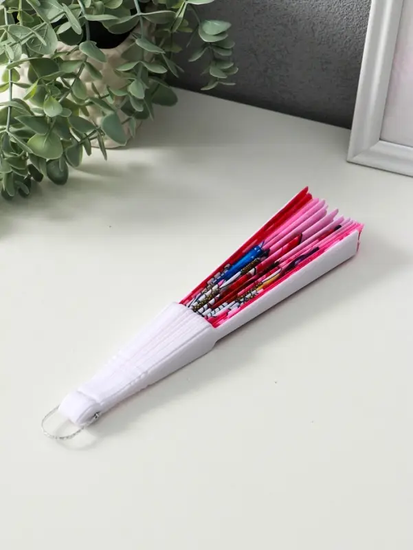 Веер пластик, текстиль "Ромашки и бабочки" МИКС широкие лопасти 23 см