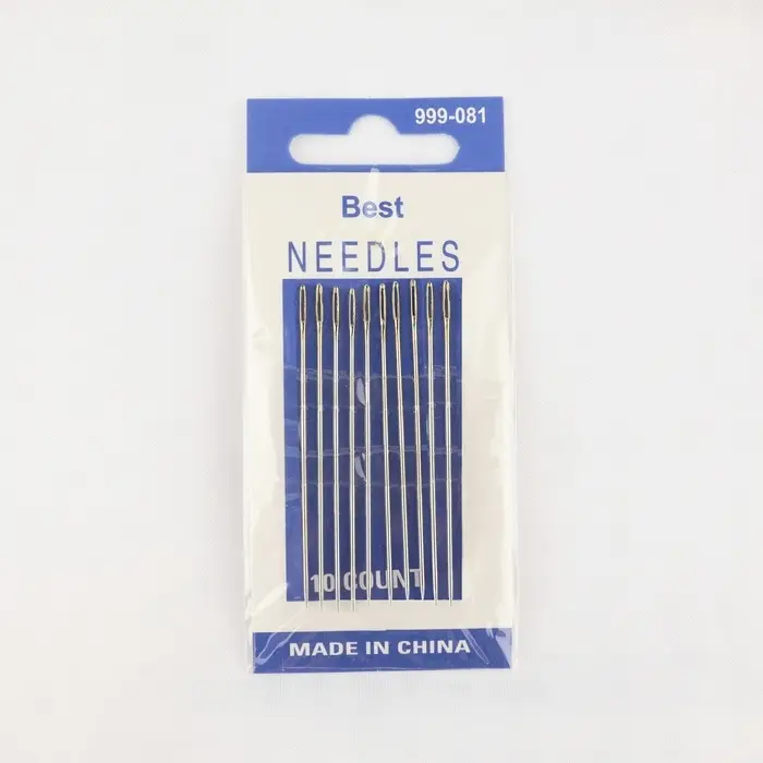 Иглы швейные, d=1.03 мм, 5.6 см, с золотым ушком, 10 шт.