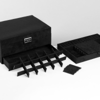 Подставка для украшений &laquo;Шкатулка&raquo; 2-х уровневая, флок, 24,5&times;17&times;12 см, цвет чёрный