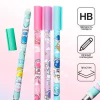 Карандаш чернографитный НВ, вечный, с рисунком, МИКС