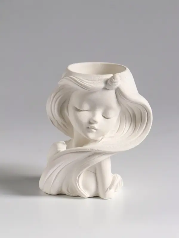 Ваза гипс настольная "Девушка с длинными волосами" 6х8х9см