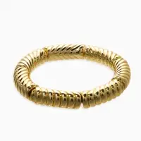Браслет пластик на резинке "Стиль" резной, цвет золото