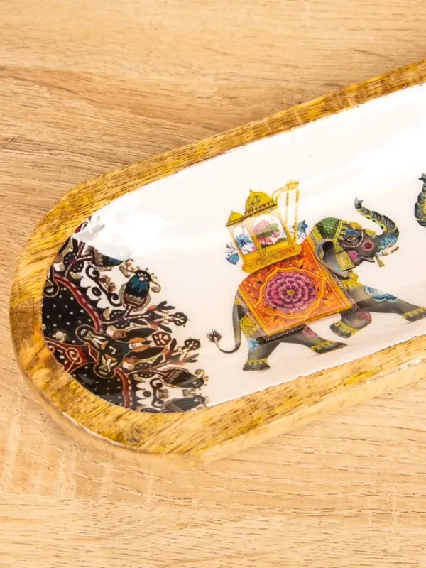 Подставка под благовония "Слоны" 28х10х3 см, манговое дерево