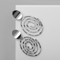 Серьги металл &laquo;Врата&raquo; два овала, цвет серебро