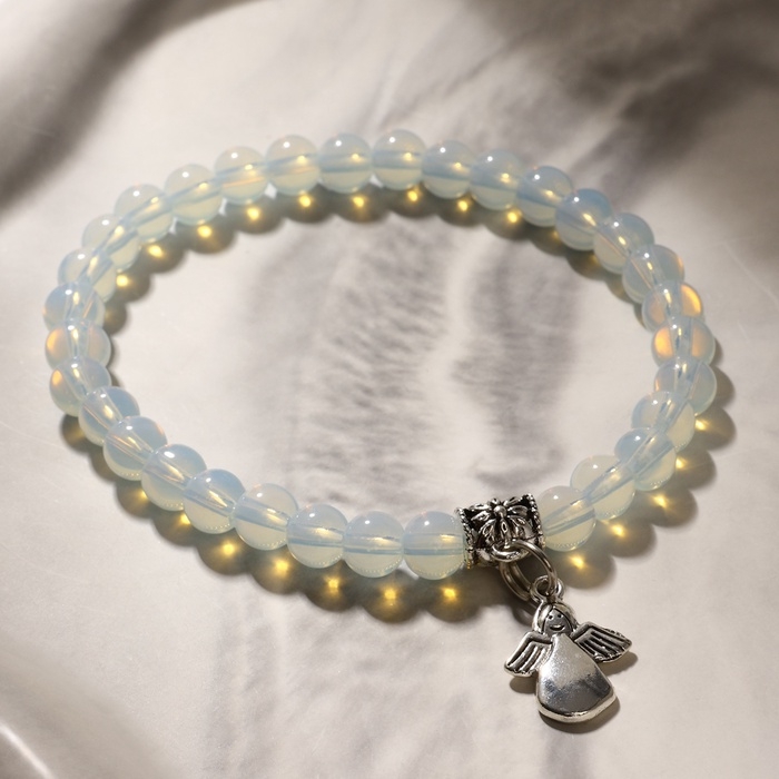 Браслет с подвеской МИКС шар №6 &laquo;Лунный камень&raquo; матовый