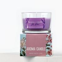 Свеча ароматическая в стекле &laquo;For home&raquo; с натуральными камнями: лаванда, 6,8 х 5 см.