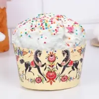 Форма бумажная для кулича Деко-про &laquo;Городец&raquo;, 11&times;8.5 см, молочный