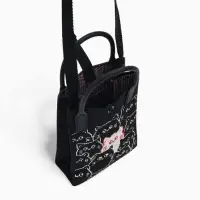 Сумка подр Коты, 12*4*17, отд на кнопке, дл ремень, черный