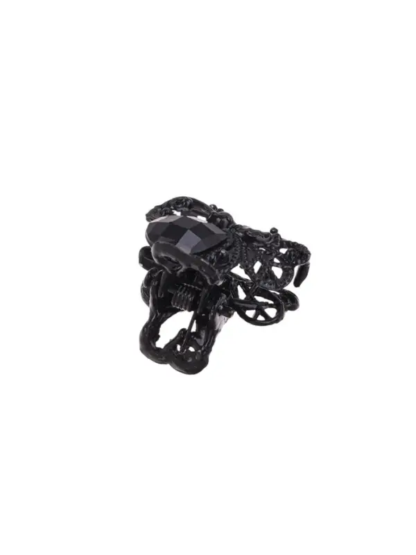 Крабик для волос &laquo;Чёрный ажур&raquo;, цветок, 2.3 см