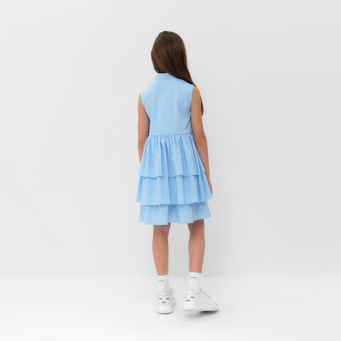 Платье для девочки MINAKU: Cotton collection цвет голубой, р-р 134 Платье для девочки MINAKU: Cotton collection цвет голубой, р-р 134