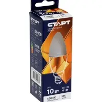 Лампа светодиодная СТАРТ, 10 Вт, Е14, С37, 4000К, 800 Лм, холодный (нейтральный) свет