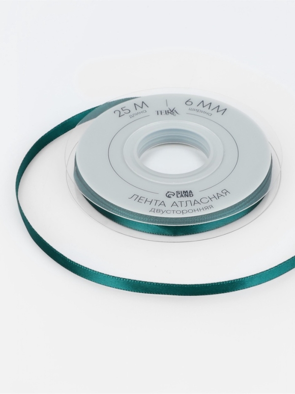 Лента атласная двухсторонняя №0589 6мм*25&plusmn;1м изумрудный TR
