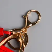 Брелок кожзам с карабином, с кистью "Сумка тоут" красная 6,5х3х7 см