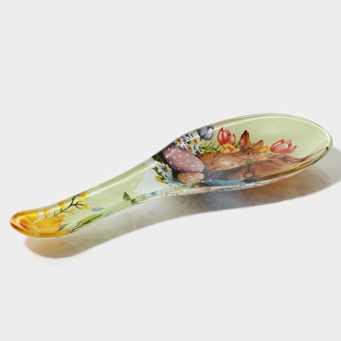 Подставка стеклянная под ложку Доляна &laquo;Акварель&raquo;, 23,5&times;8,3&times;1,5 см