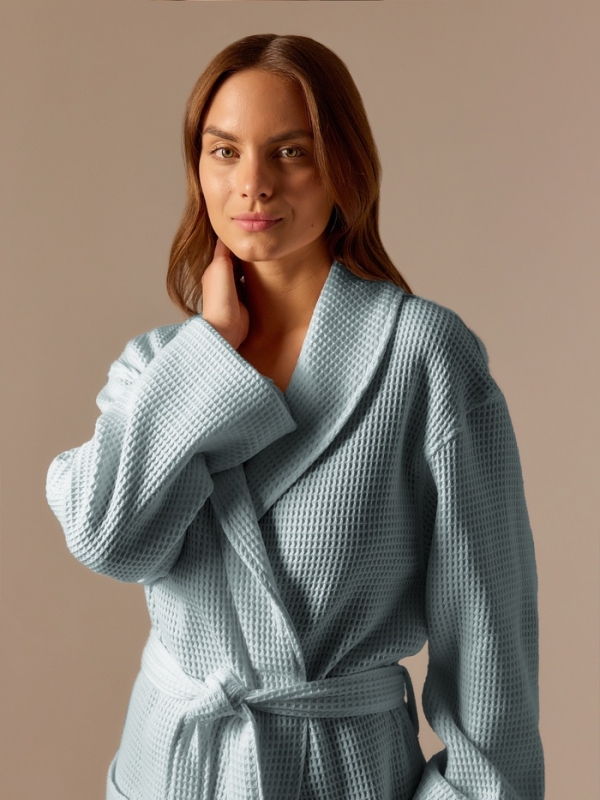 Халат вафельный женский SL HOME: Basic "Аззура", размер M, 100% хлопок, 300 г/м2