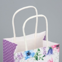 Пакет подарочный крафтовый, упаковка, &laquo;Для тебя&raquo;, цветы, 12 х 21 х 9 см