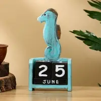 Календарь настольный "Морской конёк" дерево 11х5х19 см, цв. бирюзовый