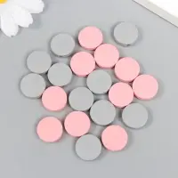 Бусины для творчества дерево "Плоский круг" набор 20 шт розовый, серый 0,4х1,5х1,5 см