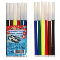 Фломастеры 6 цветов Calligrata &laquo;Машинка&raquo;, невентилируемый колпачок