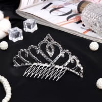 Диадема для волос "Медея" сердце величие, 10х4,5 см, серебро