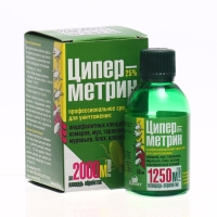 Средство от тараканов, муравьев, блох, комаров, мух и клещей "Циперметрин" 50 мл.