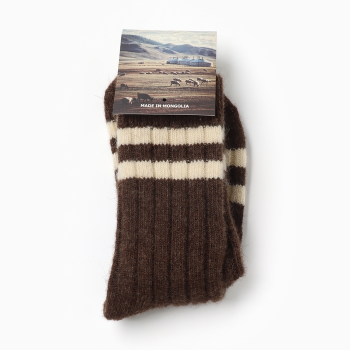 Носки женские из монгольской шерсти, цвет шоколадный, р-р 34-36