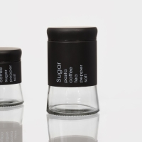 Набор банок стеклянных для сыпучих продуктов &laquo;Трио&raquo;, 3 предмета: 350/550/750 мл, 9,5&times;10,5/15/19,8 см, цвет чёрный