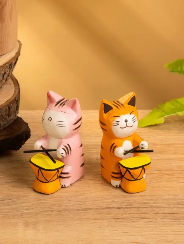 Сувенир &laquo;Кот барабанщик&raquo;, 3.5&times;5.5&times;8 см, дерево, МИКС