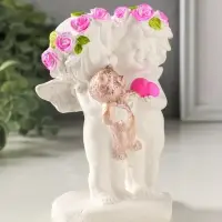 Фигурка гипс &laquo;Ангелочки с медведем&raquo;, 13&times;7&times;9 см, белый с росписью