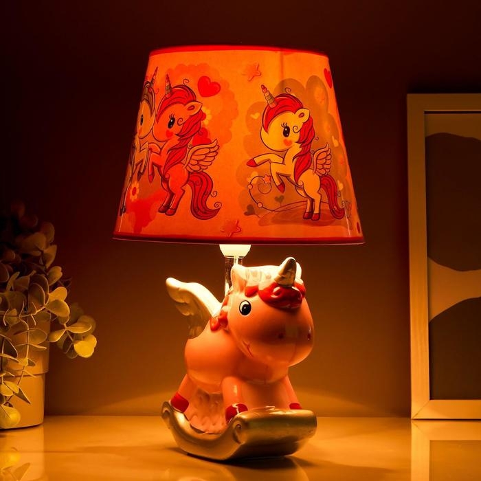 Лампа настольная "Единорог" розовый E14 40Вт 220В 32х20х20 см RISALUX