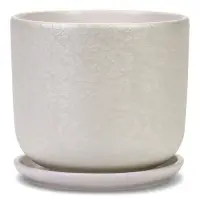 Горшок цветочный с поддоном 1,6 л, d15/h13 см белый керамика, "Перл" (М)