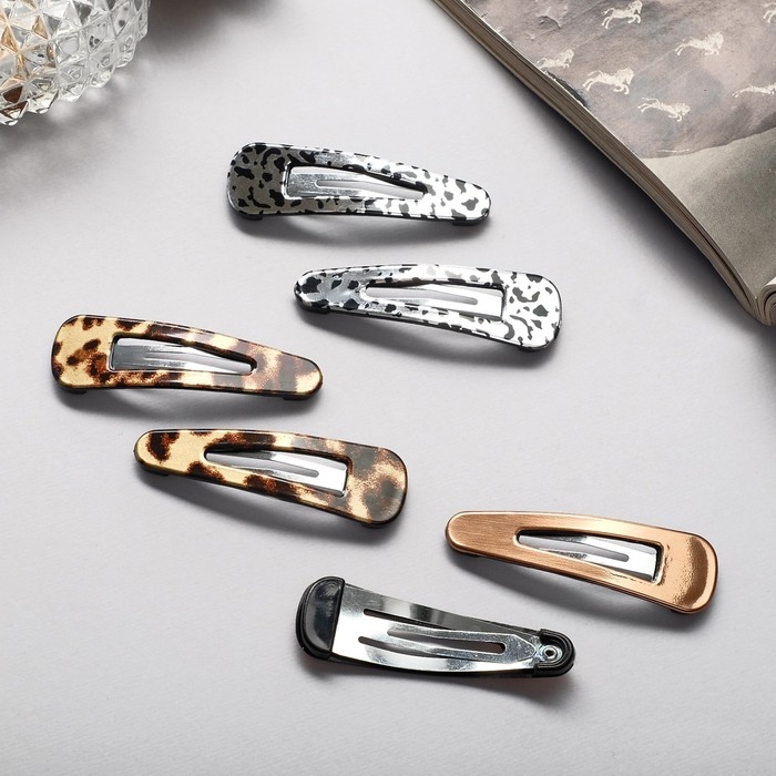 Невидимка для волос Невидимка для волос "Беатрис" (набор 6 шт) лео, 5 см, золото