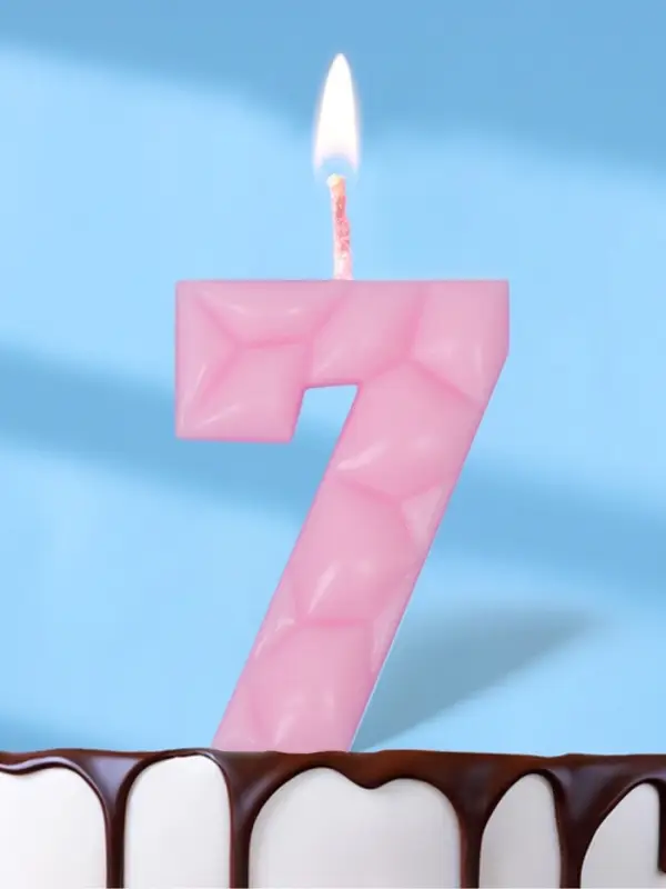 Свеча для торта &laquo;Цифра 7&raquo;, светло-розовая