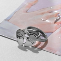 Набор колец 2 штуки &laquo;Сердце&raquo; половинки, цвет серебро, 17 размер