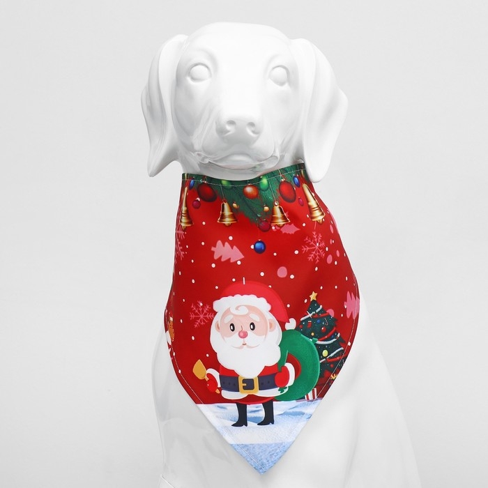 Новый год. Бандана для животных "Дед Мороз", размер S (ОШ до 42 см)