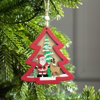 Ёлочная игрушка «Красная ёлочка с Дедом Морозом», от батареек, свечение RGB Ёлочная игрушка «Красная ёлочка с Дедом Морозом», от батареек, свечение RGB