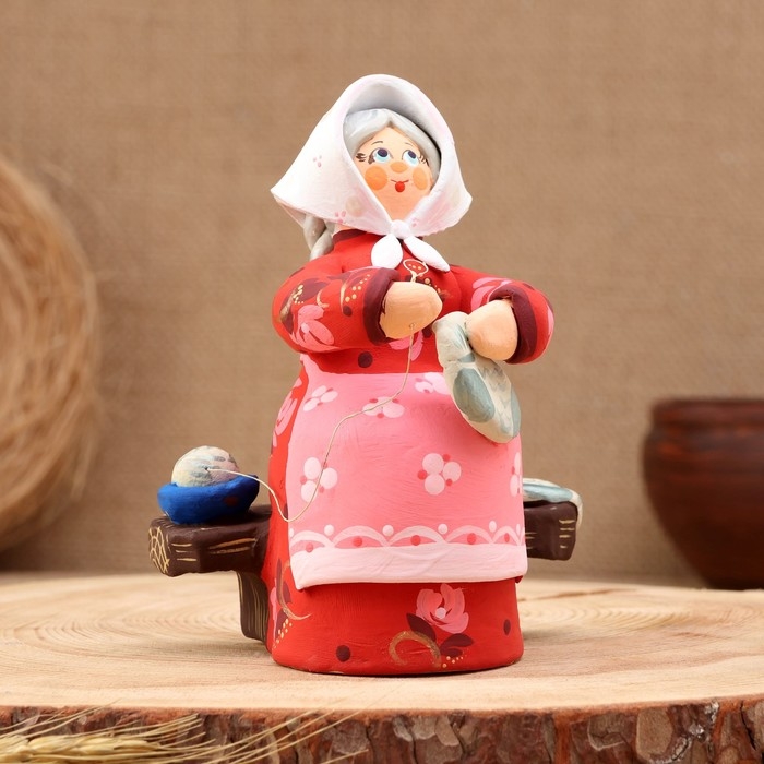 Ковровская игрушка "Няня с люлькой", керамика