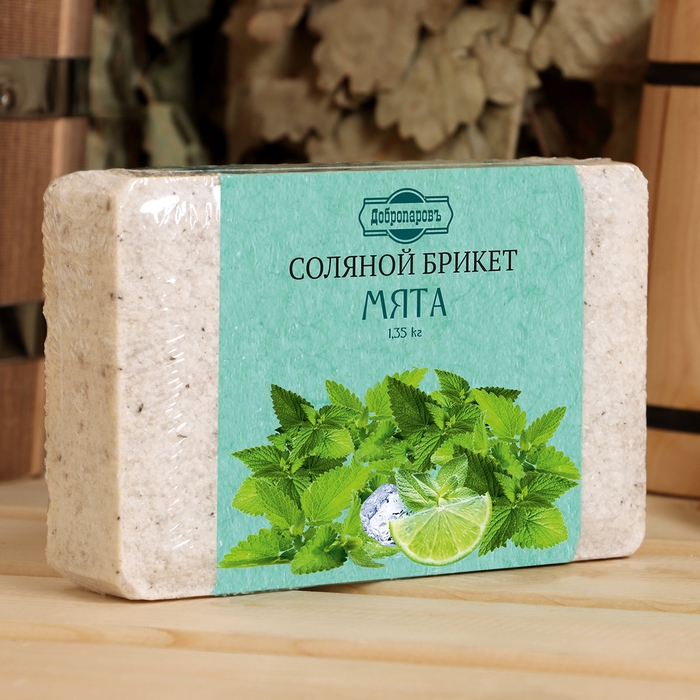 Соляной брикет Соляной брикет "Мята" с алтайскими травами, 1,35 кг "Добропаровъ"