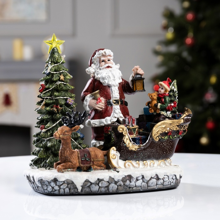 Фигура светодиодная Фигура светодиодная "Новогодние сани с подарками" 25х18см, 17LED, ААx3(не в компл), USB, RGB