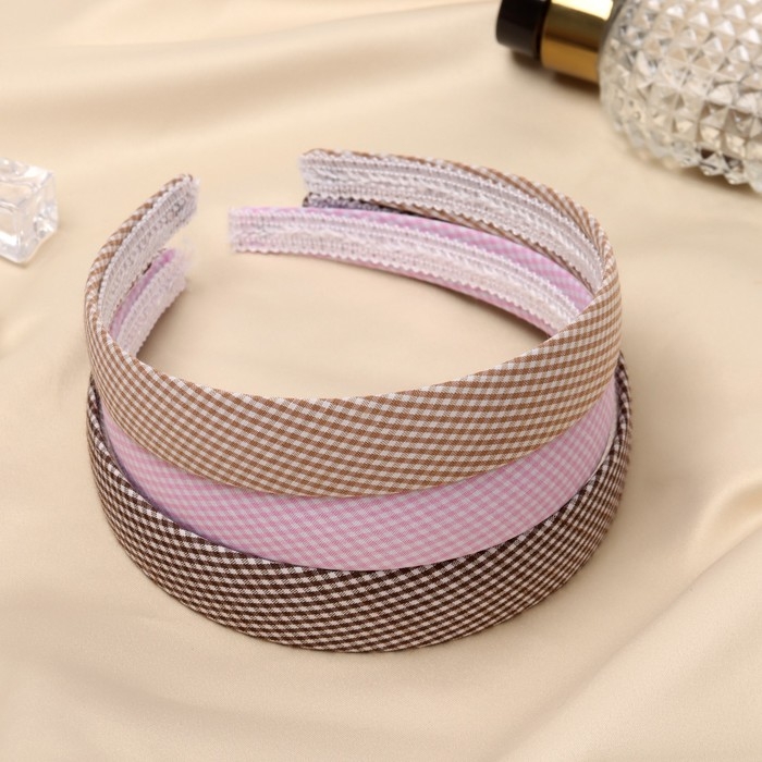 Ободок для волос QF &laquo;Классика&raquo;, клетка, 2.5 см, МИКС