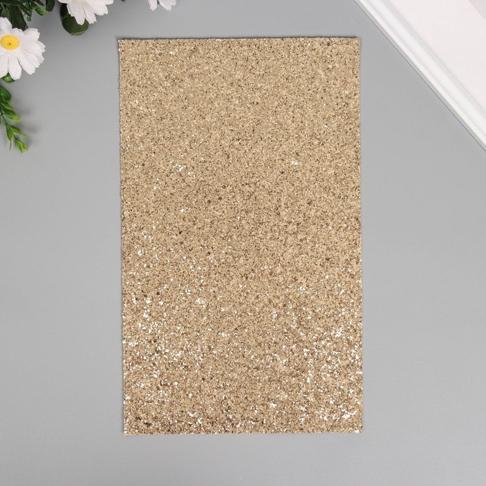 Лист для творчества иск.кожа Лист для творчества иск.кожа "Крупные блёстки" светло-золотой лист 33х20 см толщина 0,84 мм