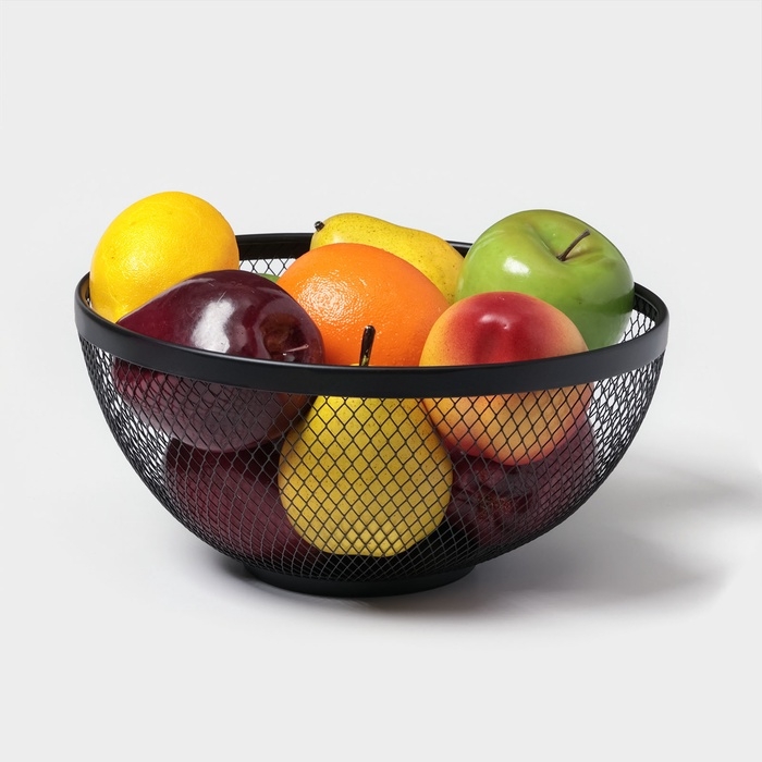 Фруктовница Доляна &laquo;Сетка&raquo;, 26,5&times;26,5&times;12,8 см, чёрная