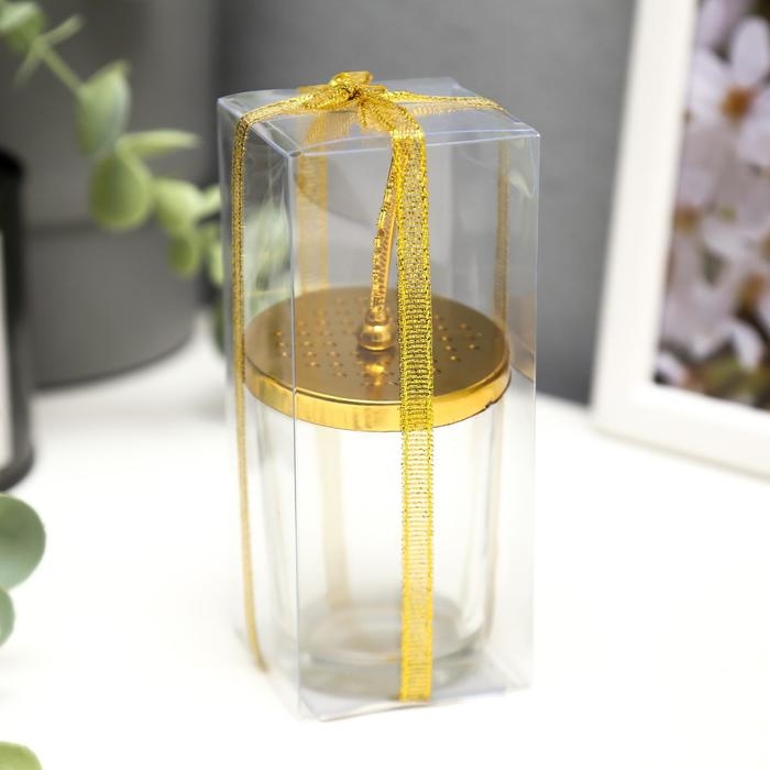 Подсвечник стекло на 1 свечу Подсвечник стекло на 1 свечу "Пёрышко" золото 11х5,5х5,5 см