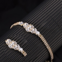 Браслет со стразами &laquo;Циркон&raquo; изыск, узор, цвет белый в розовом золоте, 15см